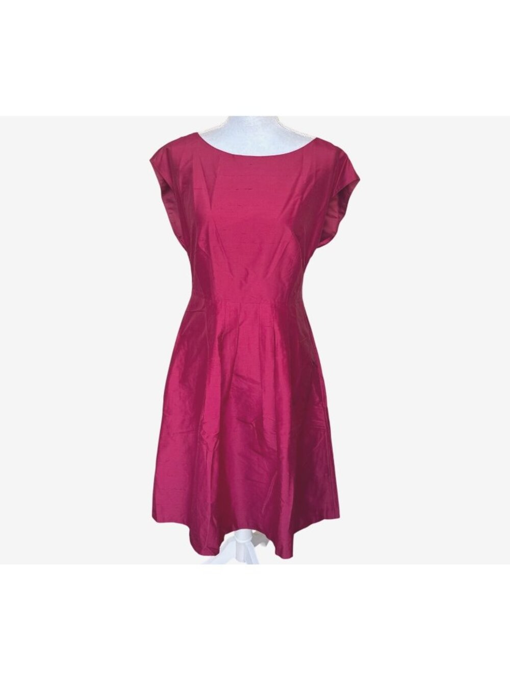 Talbots Petites Silk Dupioni Fit & Flare Midi Dress Raspberry Pink
